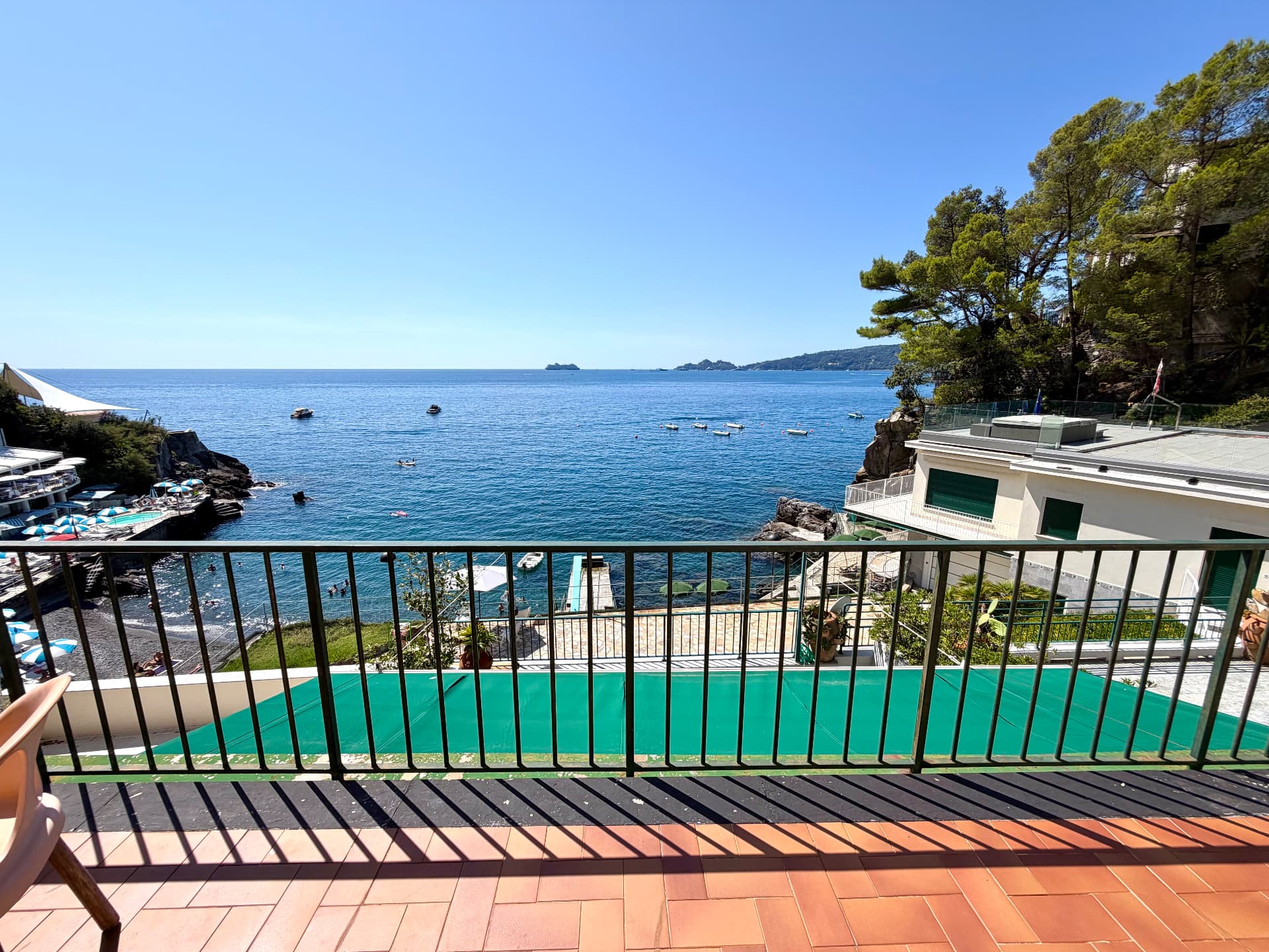 Panorama of the Ligurian coastline from the villa's balcony